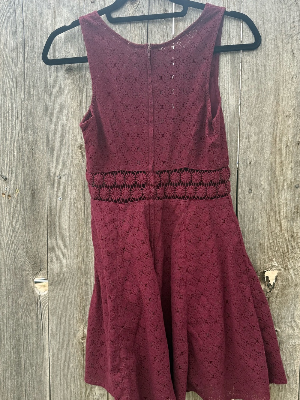 Free People Croquet Burgundy Lace Fit & Flare Dress Romantic Cottagecore - Picture 4 of 5